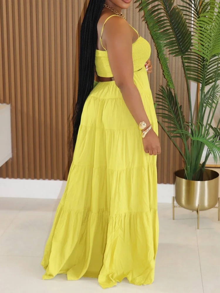 Wmstar Dresses Women Wholesale Backless Casual Sweet Suspender Sleeveless Elegant Long Dress New in Summer Drop Shopping 2025