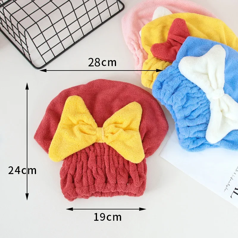 

Large Bow Super Thickening Quick Drying Absorbent Princess Hat Dry Hair Towel Shampoo Head Scarf Dry Hair Cap Shower Cap