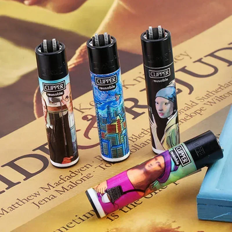 Butane Gas Lighter Cigarette Lighter Clipper Brand Personalized Patterns Nylon Butane Inflatable Lighters Grinding Wheel Lighters Butane Torch