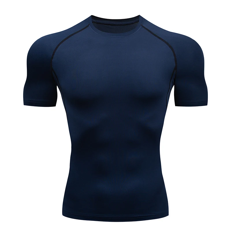thumbnail image 1 of Camisetas de compresión para correr para hombre, camiseta de fútbol de secado rápido, ropa deportiva ajustada para fitness, camiseta deportiva de manga corta para gimnasio, camiseta transpirable, 1 of 5