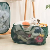 Durable Collapsible Laundry Basket, Mesh Pop Up Laundry Hamper With Side Pocket, Foldable Clothes Storage Hamper With Reinforced 4