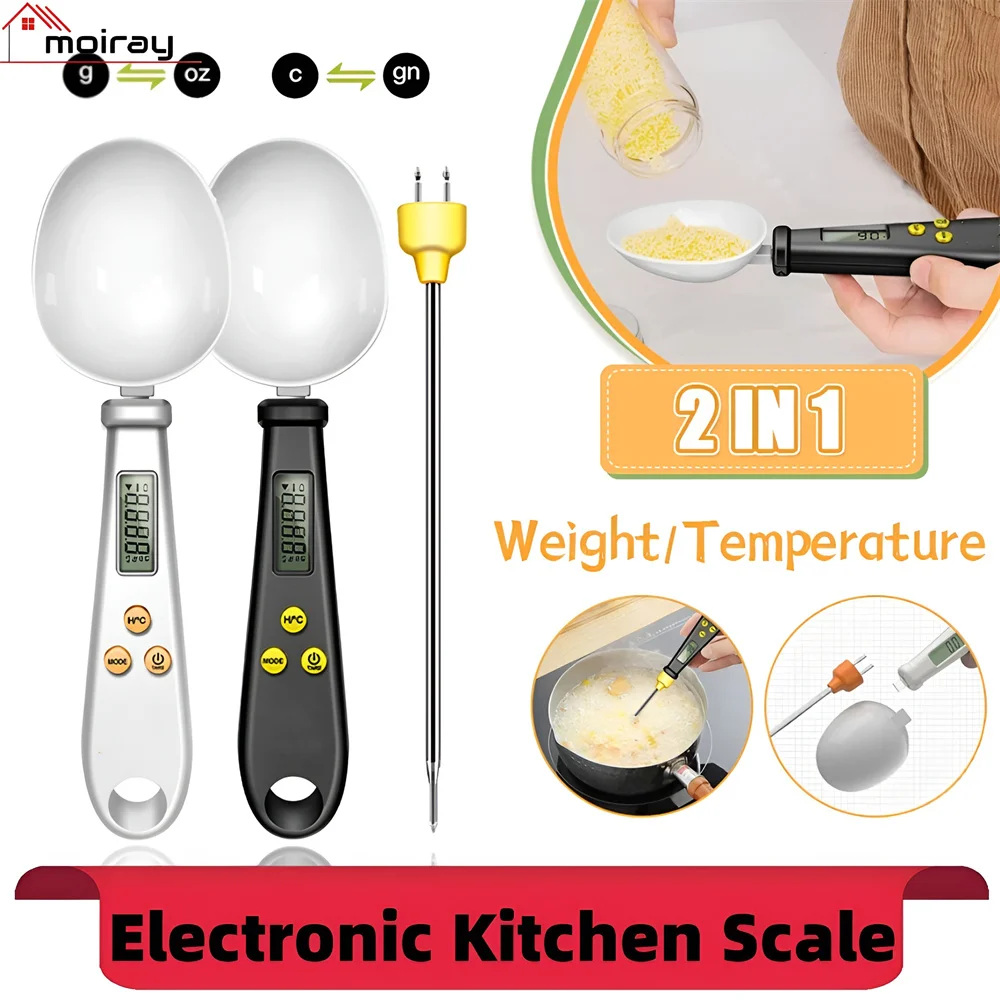 2 in 1 Electronic Kitchen Scale LCD Digital Measuring Food Flour Digital Spoon Coffee Scale Mini Thermometer Kitchen Tool kitchen measuring spoons,electronic scale,measuring spoon set,electronic kitchen scale,electronic measuring spoon,measuring cup and spoon set