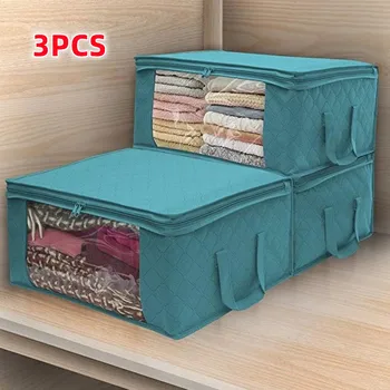 대용량 부직포 의류 이불 보관 가방, 방진 스웨터 담요 정리함 상자, 접이식 분류 파우치, 가정용 보관