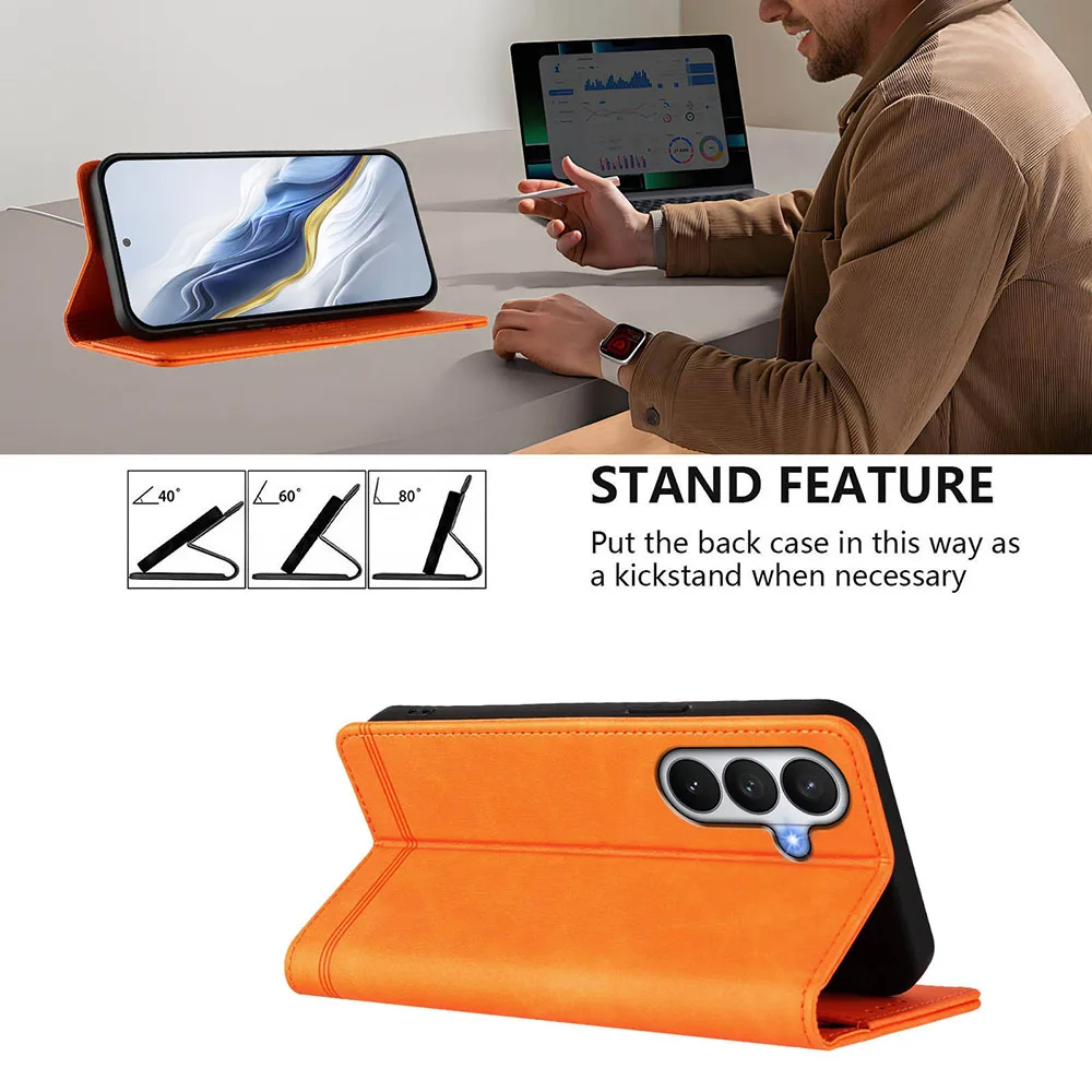 Magnetic Leather Wallet Flip Case - Premium Back Cover in Elegant Design