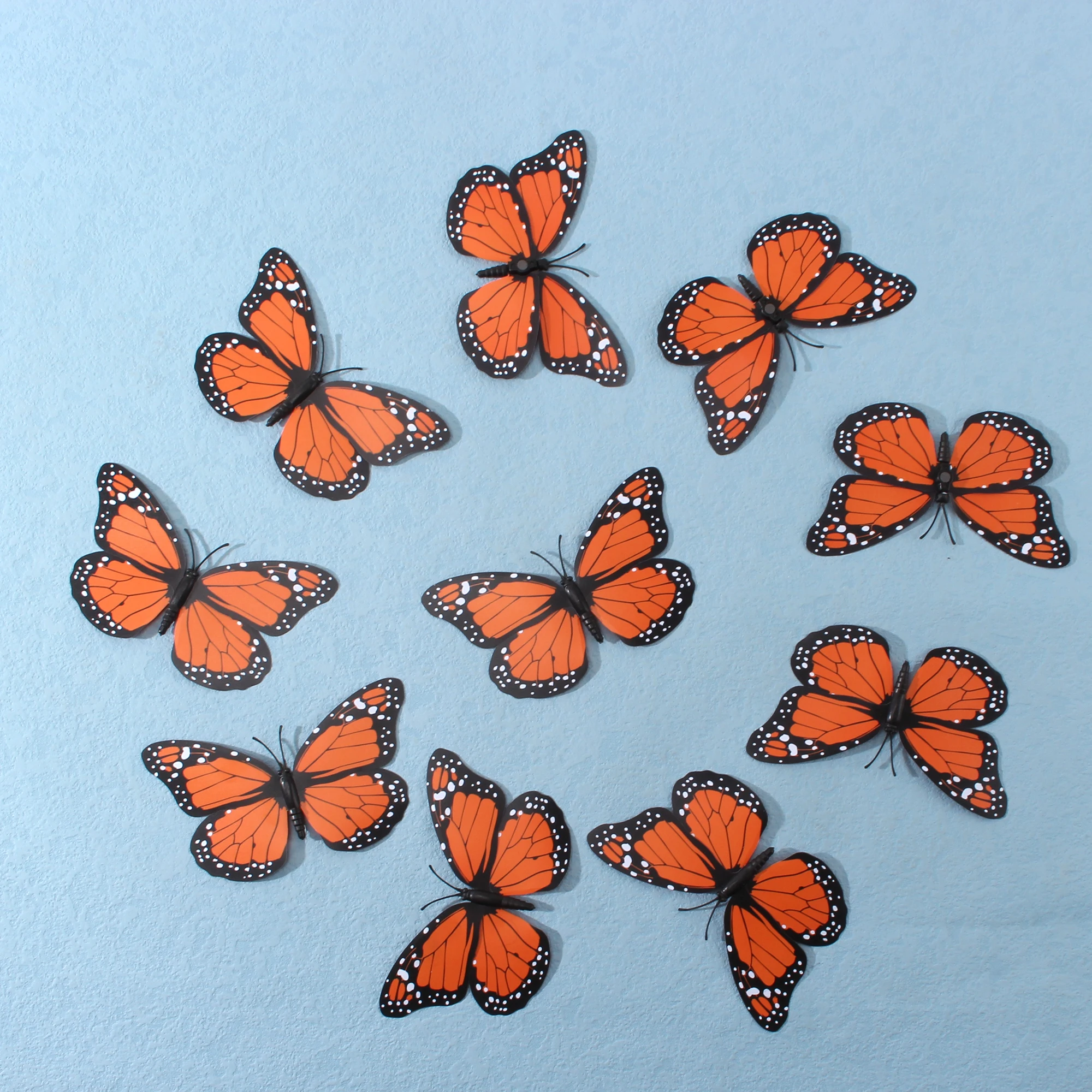 10PCs Monarch Butterfly Decoration Sticker Fake Butterflies For Crafts  Artificial Butterfly Wall Decor 3D Magnet Fridge Stickers