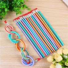 

10pcs Colorful Magic Bendy Flexible Soft Pencil with Eraser Pen Student Writing Drawing Christmas Pencils School Office Supplies