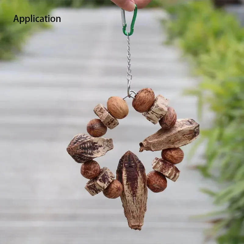 Natural Material Pet Parrot Toy Bird Paw Grinding Biting Wooden Toys Pet Parrot Macaw Hammock Bird DIY Toy 5