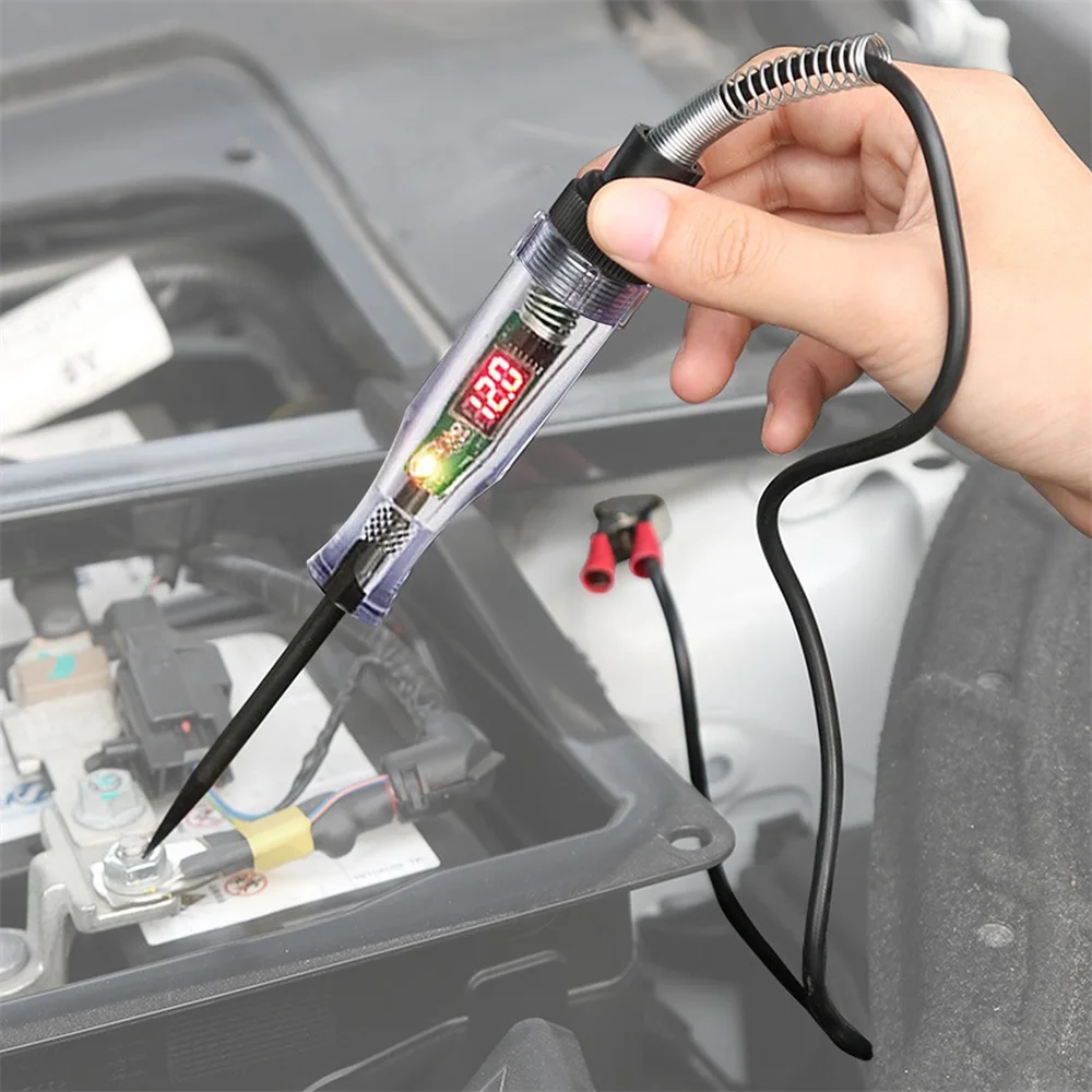 6V 12V 24V Auto Truck Voltage Circuit Tester DC Digital Display Long Probe Pen Light Bulb Automobile Diagnostic Tool Auto Repair images - 6