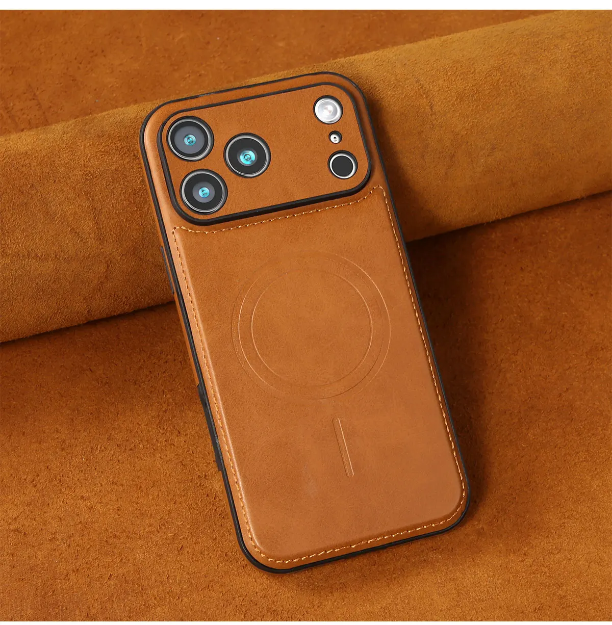 Capa de telefone magnética de couro de alta qualidade para iphone pro max 16 plus 17 ar carregamento sem fio anti queda capa de telefone