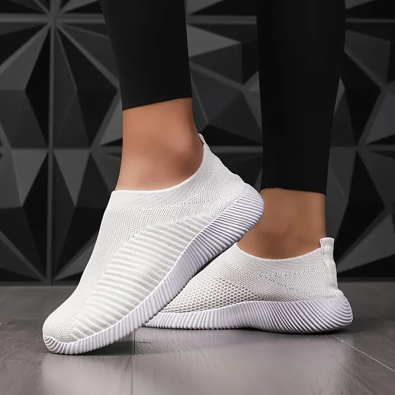 Casual Sneakers Women Solid Color Breathable Mesh Woven Vulcanized Outdoor Lightweight Low Top