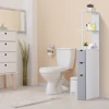 HOMCOM 54" Tall Bathroom Storage Cabinet, Freestanding Linen Tower With 2-Tier Shelf And Drawers, Narrow Side Floor Organizer, W 3