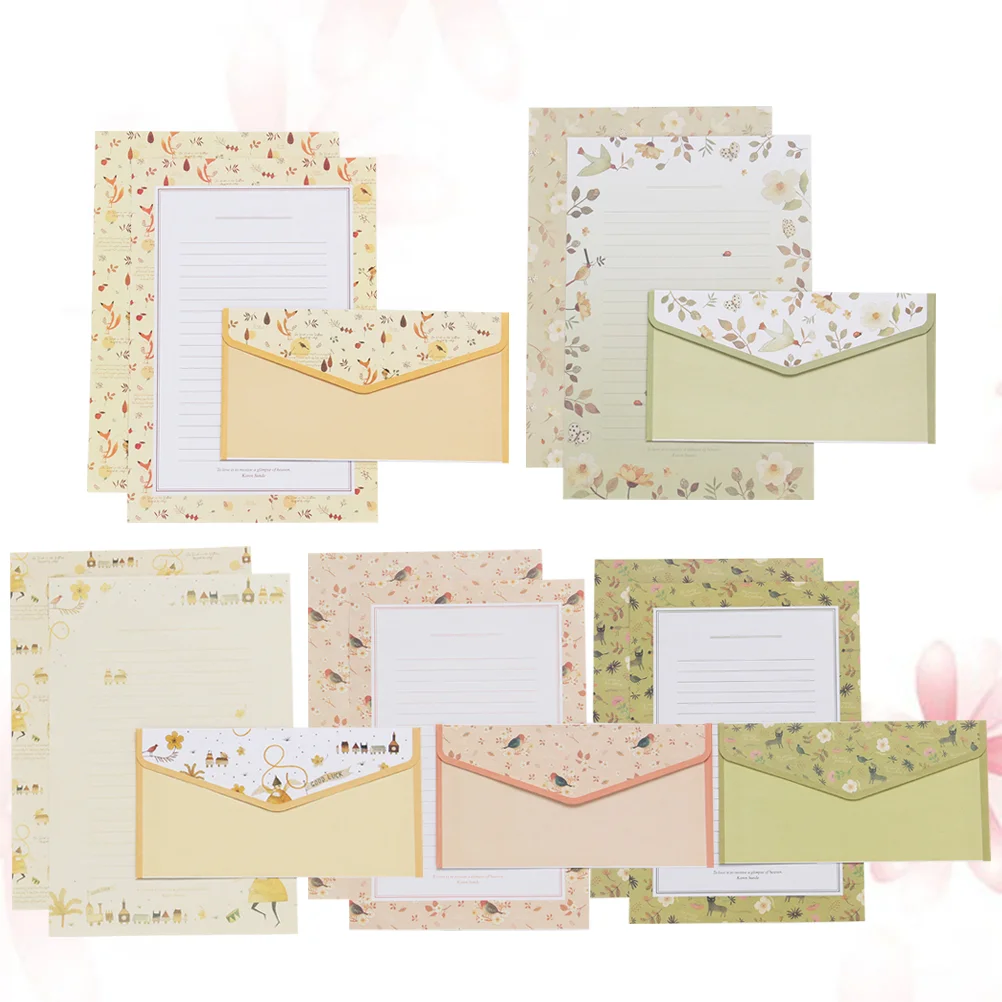 

Sets/45pcs Flower Printing Envelope and Letter Paper Lovely Writing Stationery Envelopes Kit School Stationery for School