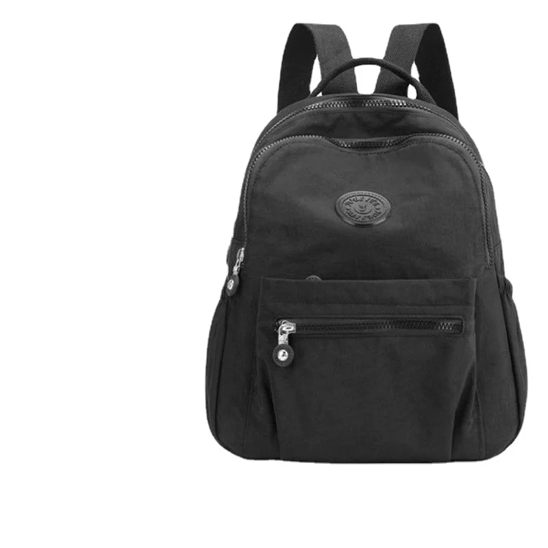 Nylon Backpack Plain Black Mini Backpack Anello ELEANOR Small Slim