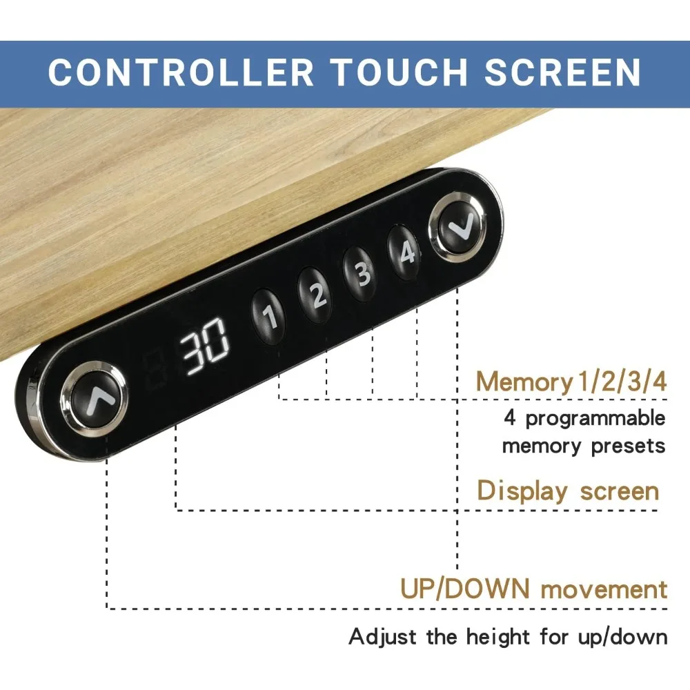 "height-adjustable 55" x 30" electric sit-stand desk with split surface for home office use"