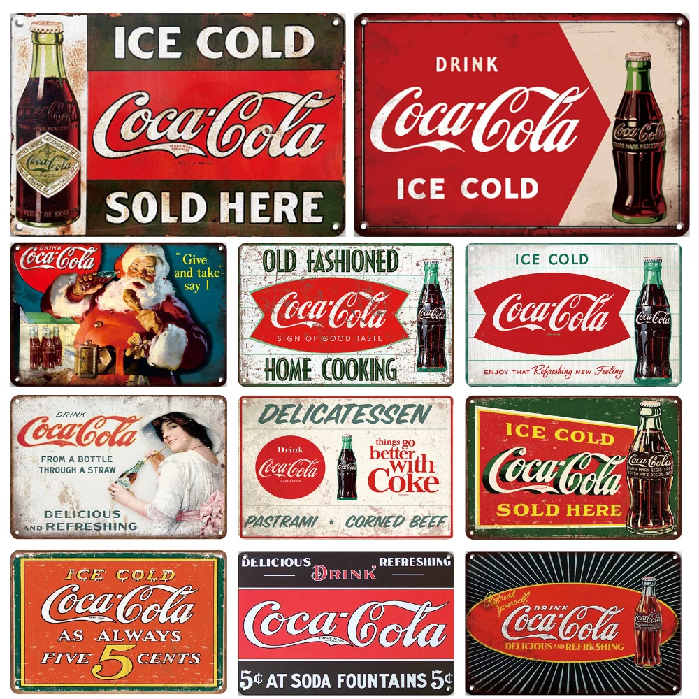 

Vintage Tin Sign Cola Retro Metal Signs Poster Iron Painting Plaque Wall Decor for Bar Cafe Home 12×8 Inch