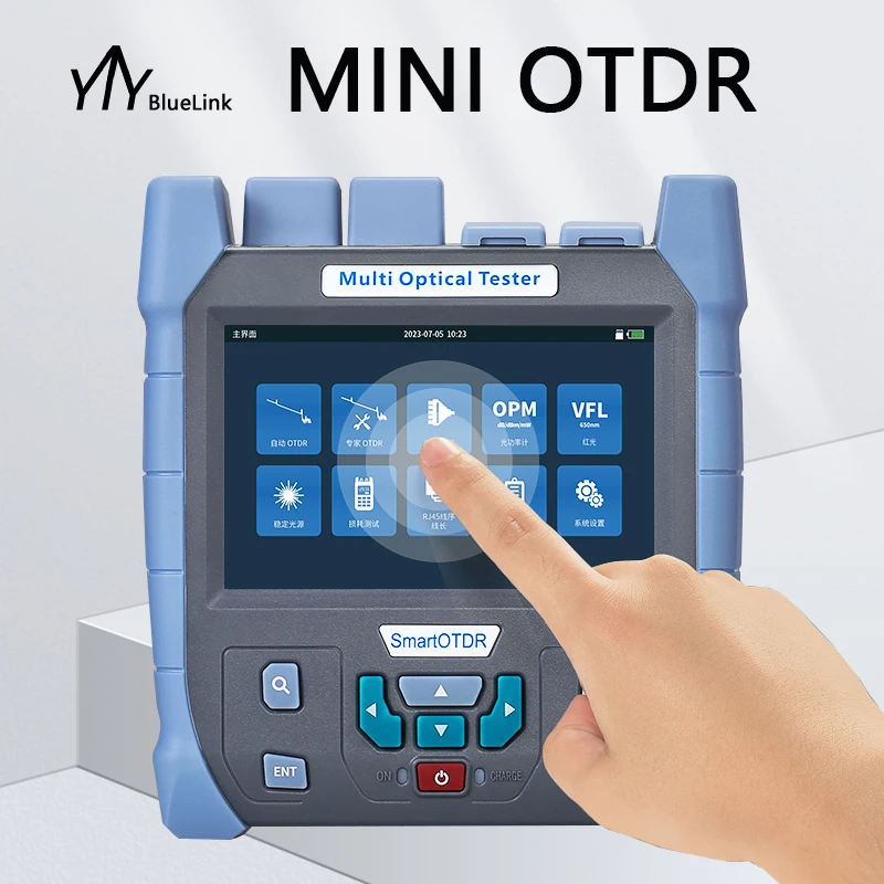 

NK5100 Mini OTDR Test 1310/1550nm 26/28dB Optical Fiber Reflectometer Touch Screen OPM VFL OLS Event Map Fiber Tester