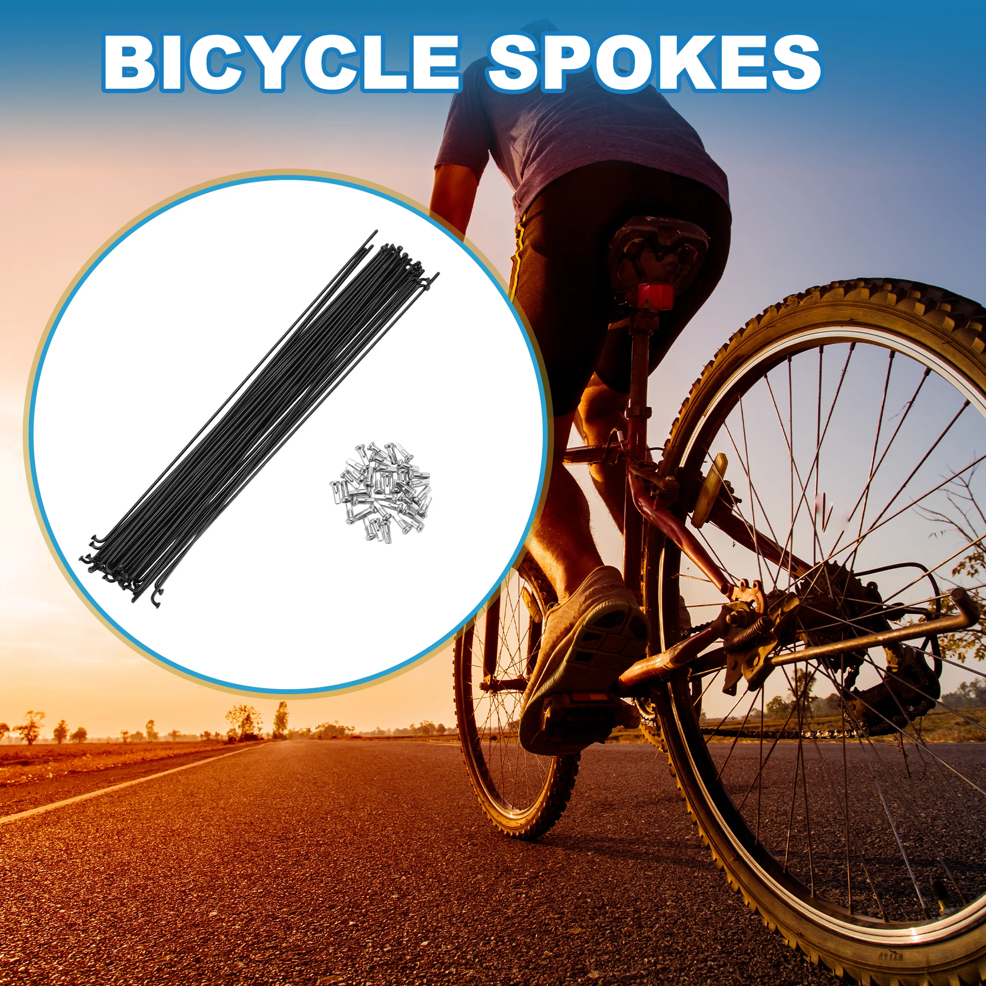 36Pcs 14G J-Bend Bike Spokes - 260mm Steel Bicycle Spokes With Nipples