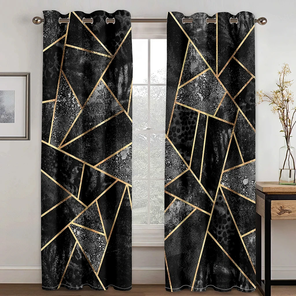 

3D Marble Print Black&Gold Blackout Curtain High Shading Window Curtains for Living Room Luxury Bedroom Decor Drapes New Style