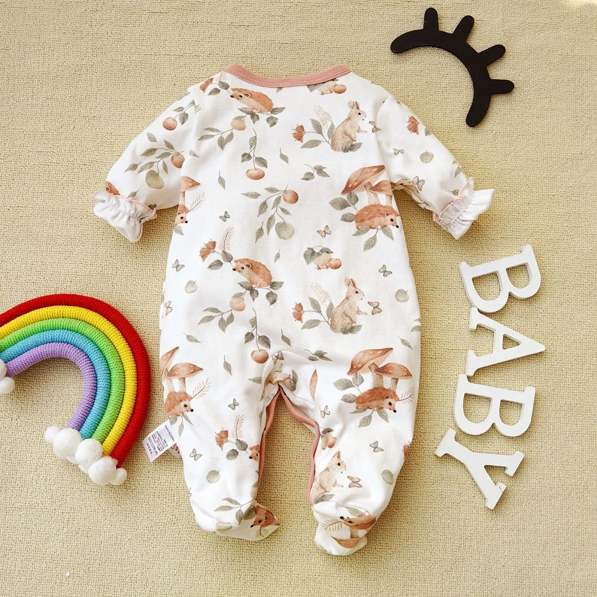 Baby clothes Baby sleepsuit 3-12 months baby girl footies rompers cartoon little hedgehog print baby crawling clothes newborn full moon home clothing