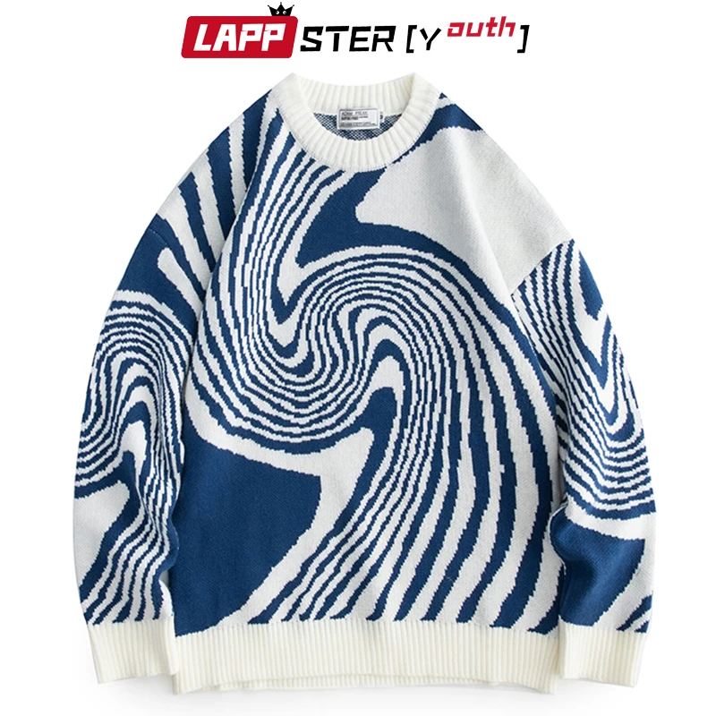 

LAPPSTER-Youth Men Harajuku Vintage Knitted Sweater 2023 Mens Korean Fashion Pullovers Man Japanese Streetwear Designer Sweaters