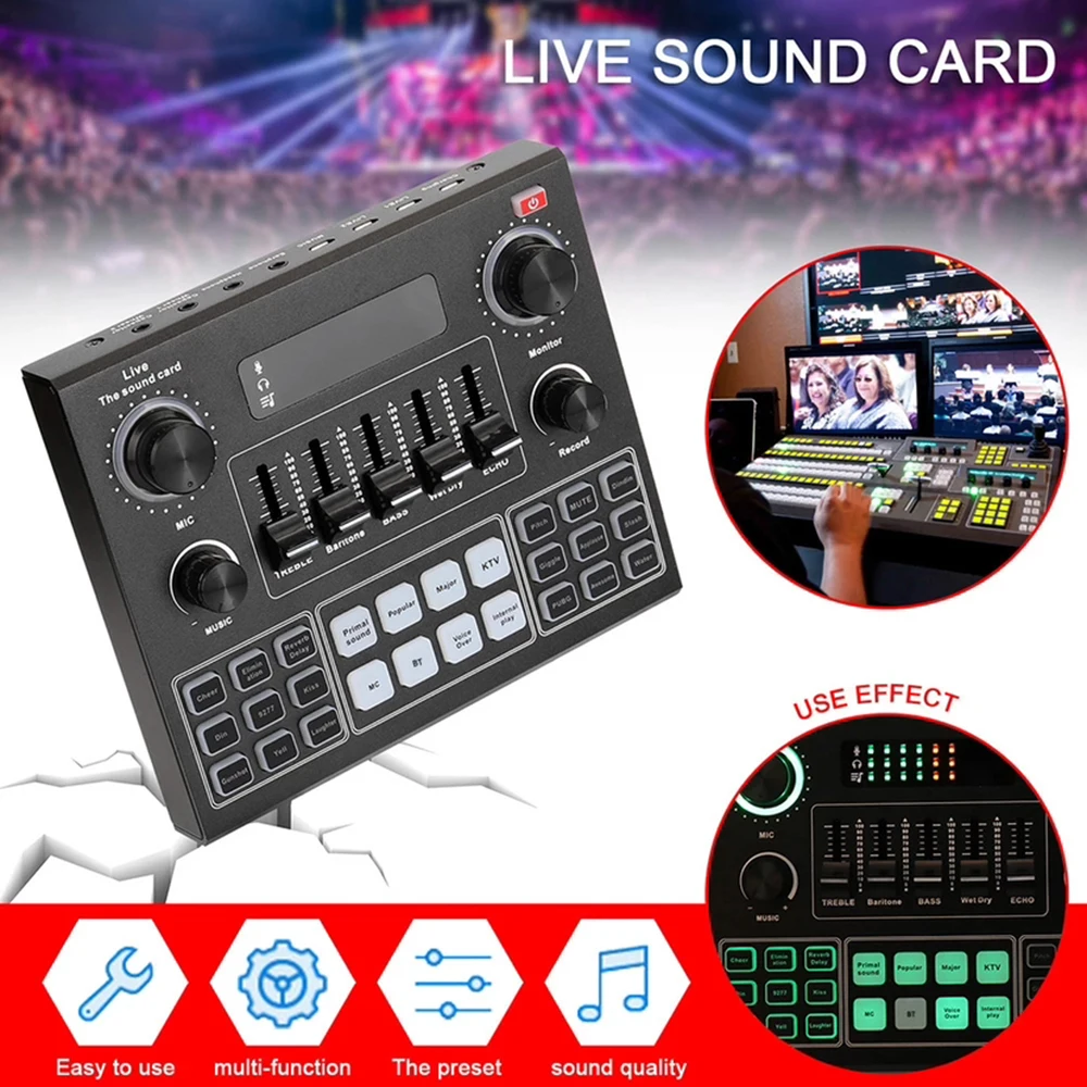 Mixer Audio Esterno Scheda Audio Dal Vivo Telefono Mobile Voice Changer Per Karaoke Broadcast Recording Casa Ktv Gioco Musica Singing