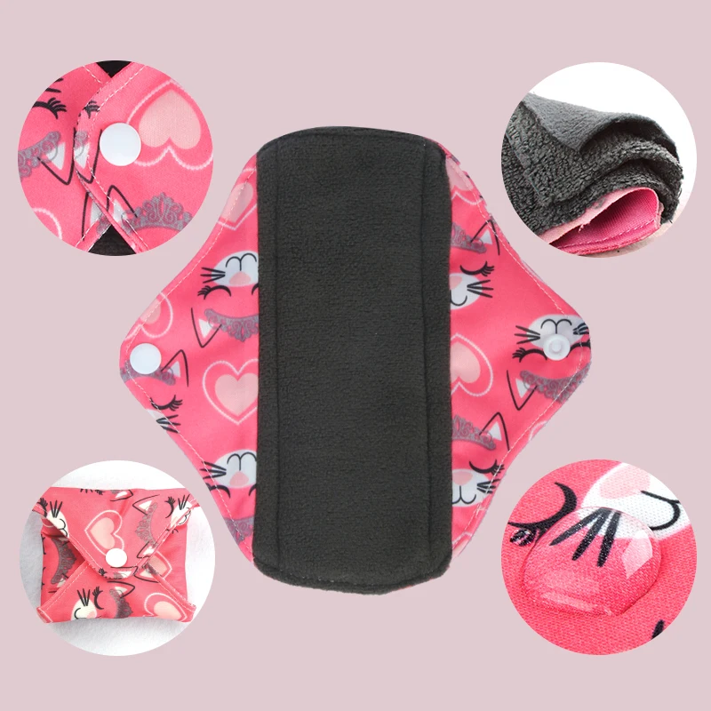 3PCS Gray Polar Fleece Washable Sanitary Pad 18*18cm Waterproof Breathable Menstrual Pad Women Reusable Day Mini Pantyliner