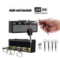 Retro Radio Wall Mounting Key Holder Vintage Guitar Keychain with 4 Plugs Creative Wall Hangers Rack Home Decoration Hooks Gift 1
