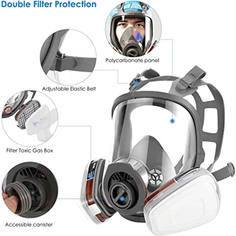 

3 interface 6800 mask combination 6001/SJL filter With 5N11 filter cotton / 501 filter box Respirator gas mask