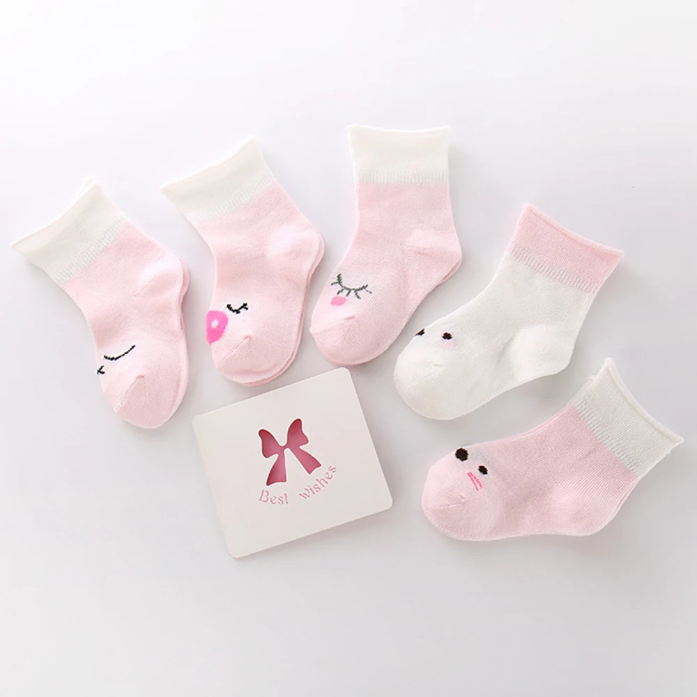 PatPat 5-pack Baby / Toddler Stripe Stars Cartoon Pattern Loose Mouth Socks