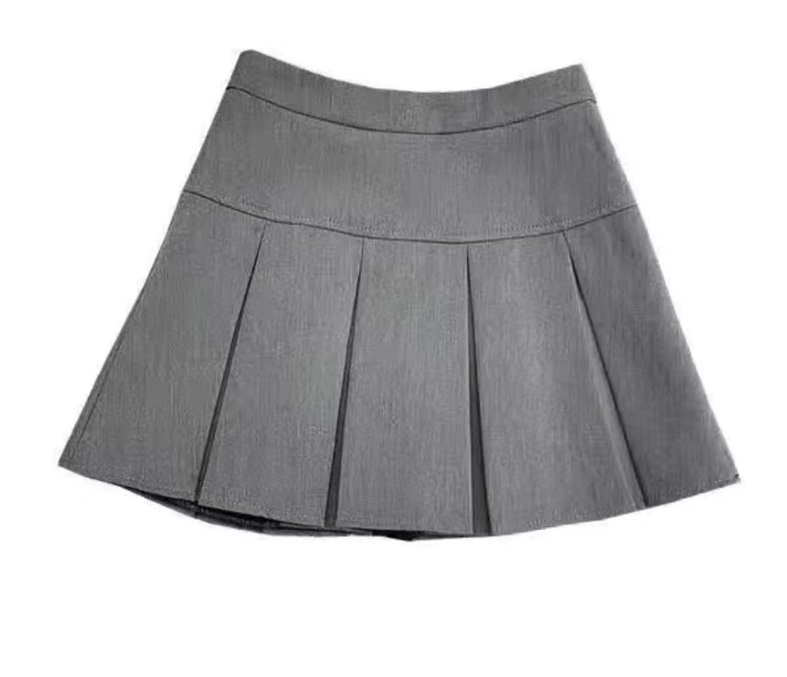 HPIYILUO  Vintage Gray Pleated Skirt Women Kawaii High Waist Mini Skirts Korean Fashion School Uniform Harajuku Streetwear Sprin long skirts