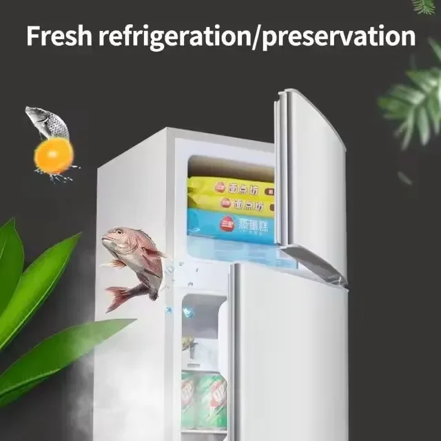 Vertical Household Double Door Refrigerator Large Capacity Energy-saving Compact Freezer Refrigerator