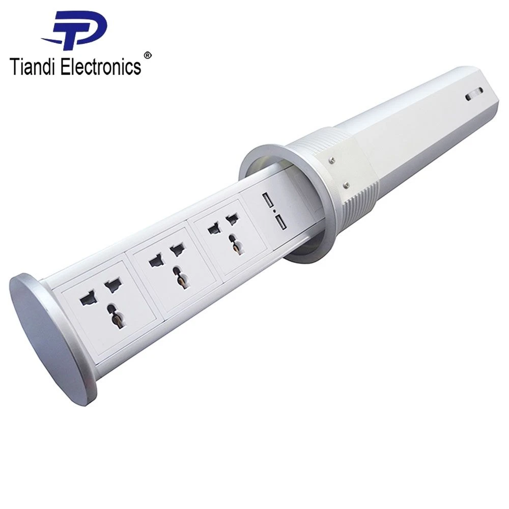 Spring Rises Falls Slowly Silver Pop Up Tabletop Socket Multiple Plug With Mobile Phone USB Charging Outlet|Plug With Socket| - AliExpress