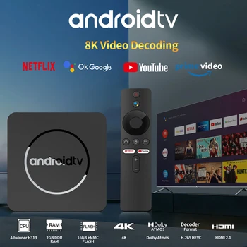 Android13 Smart TV Box AllwinnerH313 Netflix Streaming Bluetooth Media Player 2GB16GB 2.4G&5GWifi 4K HD Multi Language Player 1