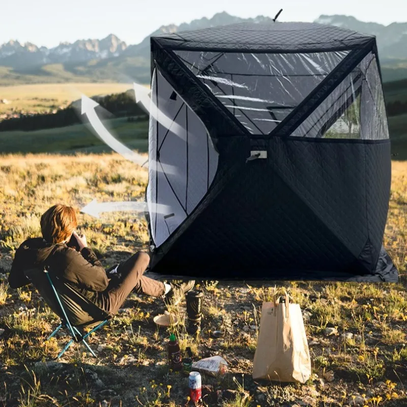 Thickened Winter Fishing Outdoor Tents Convenient Chimney Large Space Warm Tents Snow-proof Multifunctional Camping Supplies 6