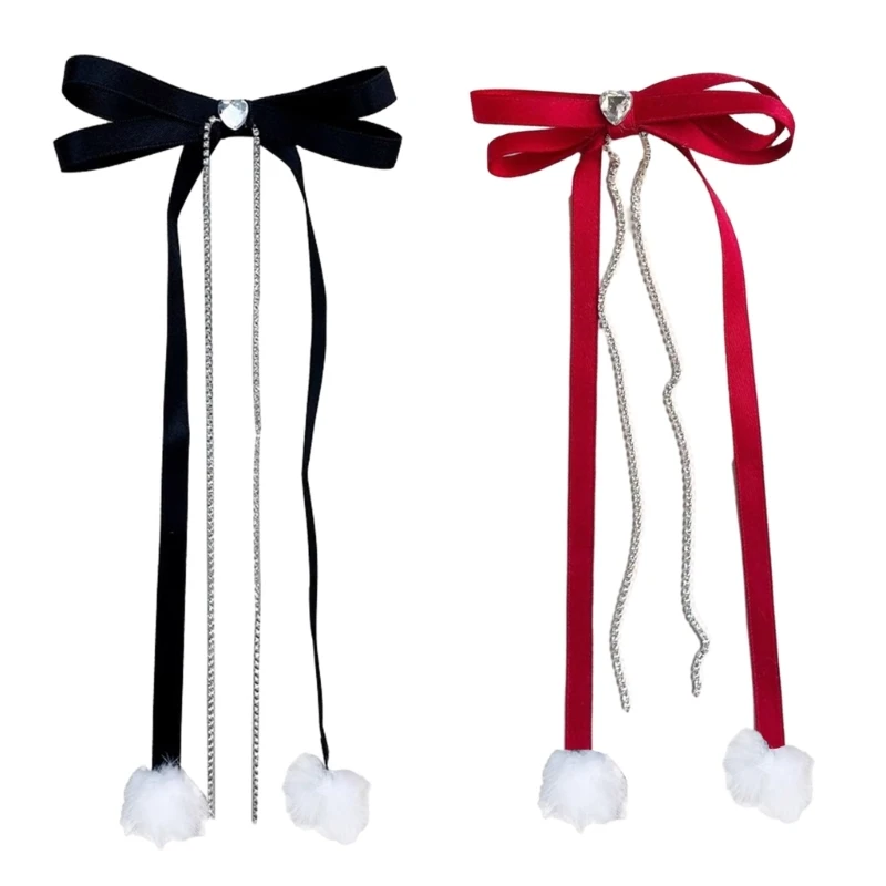 

Girls Fairy Bow Hairpin Rhinestones Tassels Balletcore for Women Girls Bunches