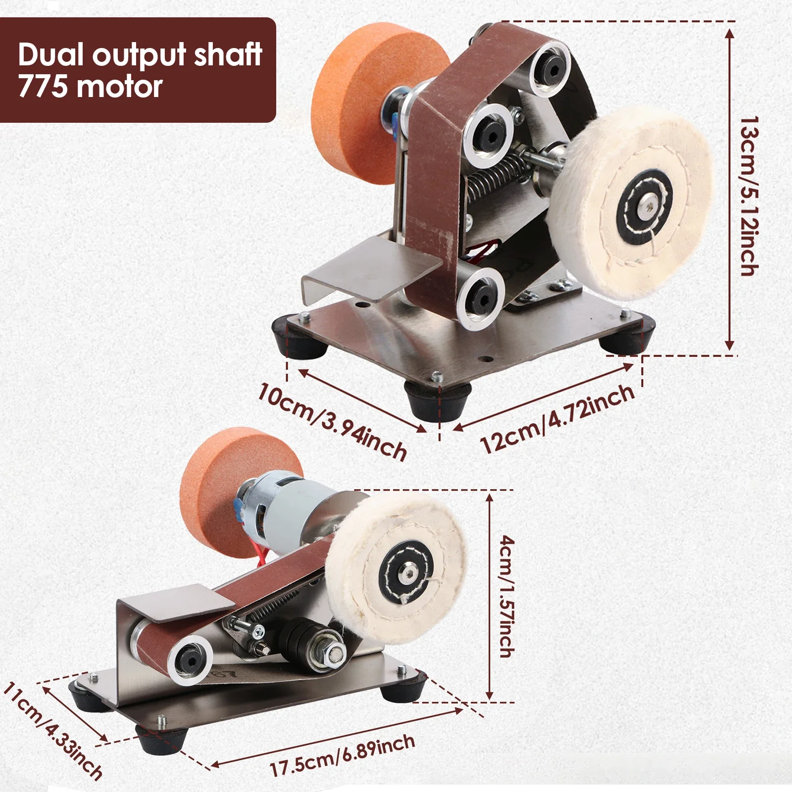 Electric Belt Sander Stainless Steel Mini Belt Grinder Adjustable US Standard 15 Degree Bench Grinder For Wood /Knife Polishing