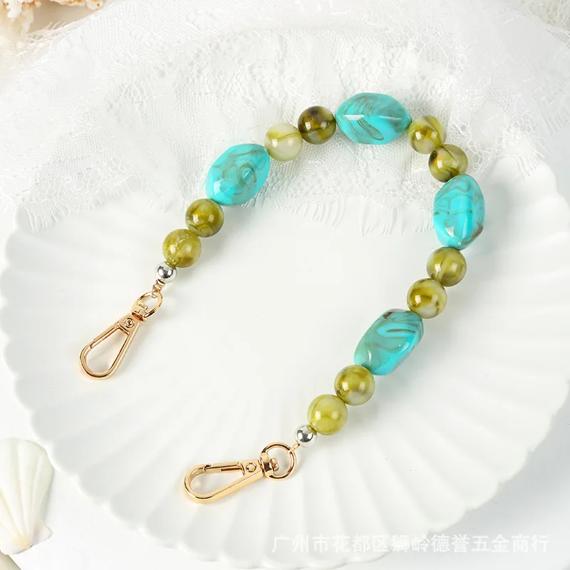 New Acrylic Resin Bag Chain - Crystal Gemstone bag Strap for Women, DIY Phone Case Accessory with Colorful Beads