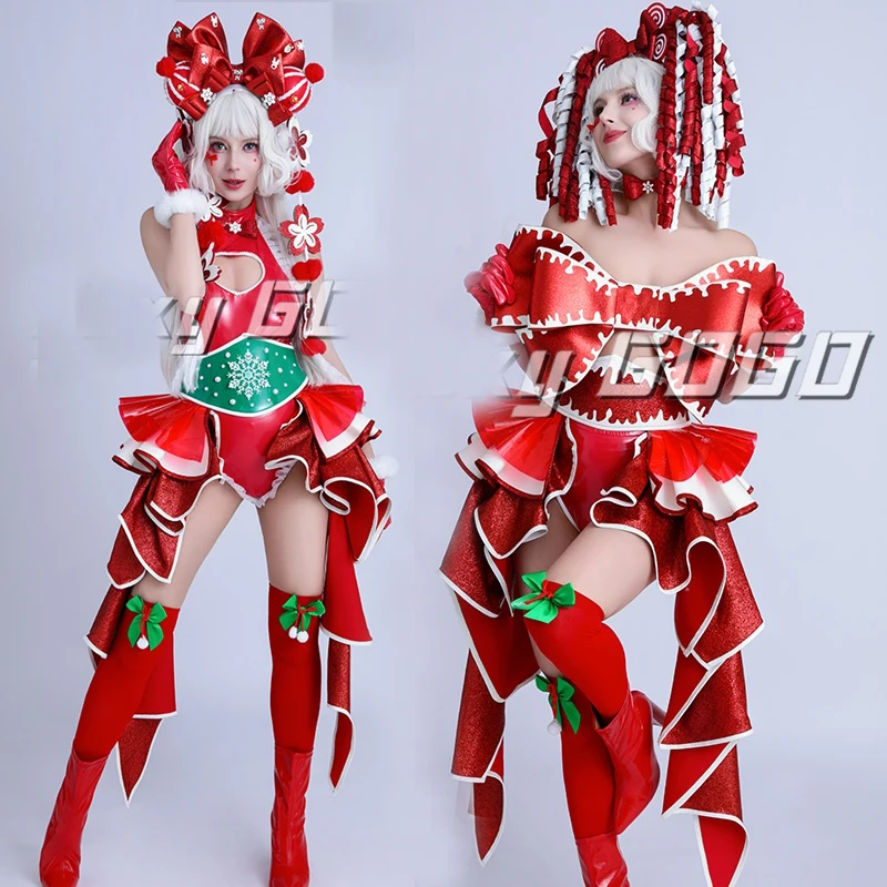 

Women Gogo Dance Costumes Christmas Pole Dance Clothing Cosplay Festival Outfit Nightclub Ds Dj Stage Show Rave Wear XS7490