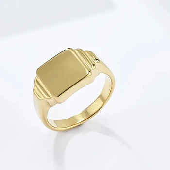 INS anelli con superficie liscia quadrata geometrica semplice, dito donna uomo in acciaio inossidabile, gioielli alla moda