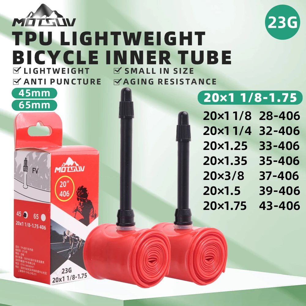 MOTSUV Ultralight Road Bicycle TPU Inner Tube 20 Inch BMX