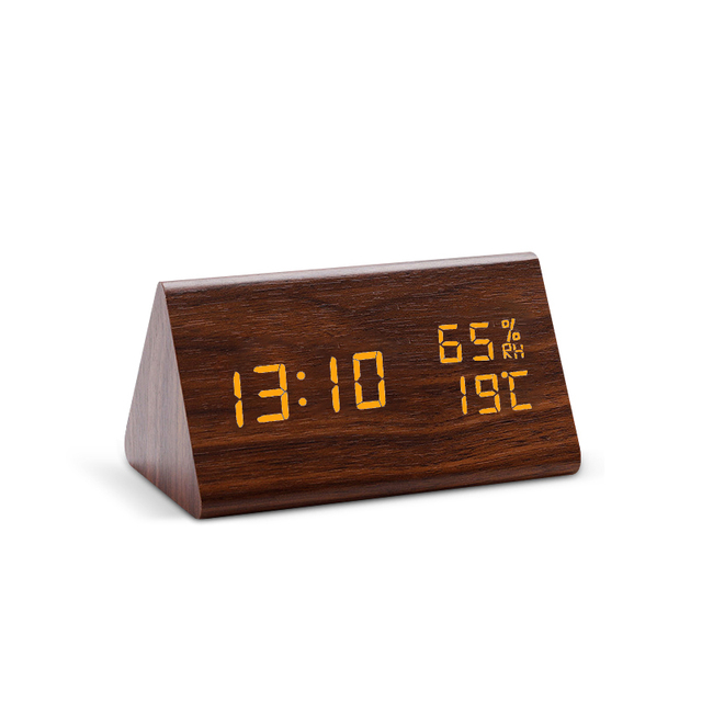 Clock LED Wooden Alarm Clock Table Sound Control Electronic Clocks Desktop USB/AAA Powered Desperadoes Home Table Decor