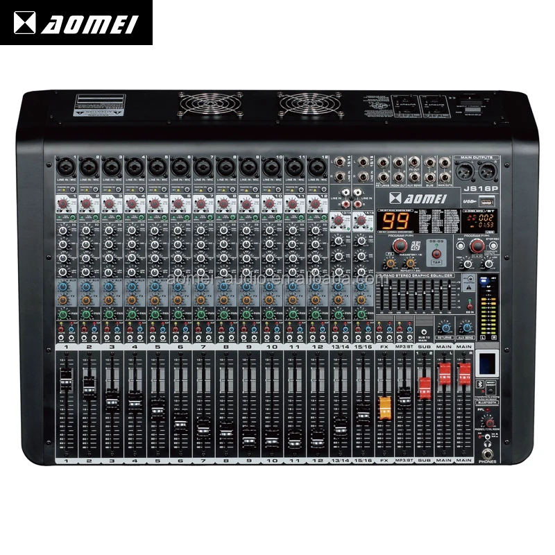 china JS16P professional dj & ktv stereo sound mixer amplifier