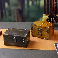 Hot Treasure Chest Vintage Wooden Box With Lock Wood Storage Box Decorative Antique Jewelry Chest Home Decoration Xmas Kids Gift 2