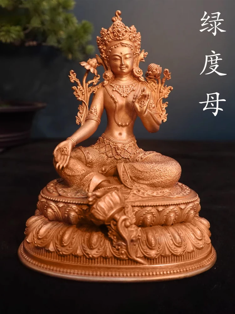 

Статуя Xizang из чистой меди Зеленой Тары, высота 3 дюйма, высота 10 см, фотобудда, платформа из красной меди