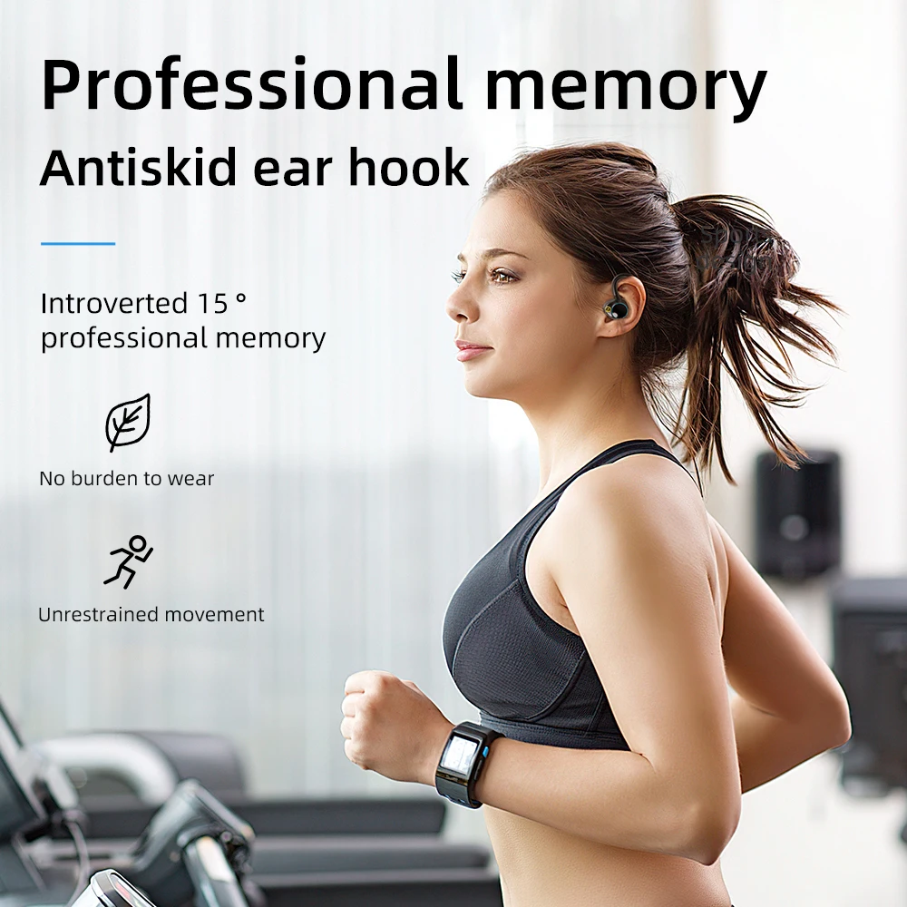 Sport Bluetooth 5.2 Headphones Wireless Earbuds Noise Cancelling Earphones Earhooks IPX7 Waterproof Headset 10H HiFi Music Time