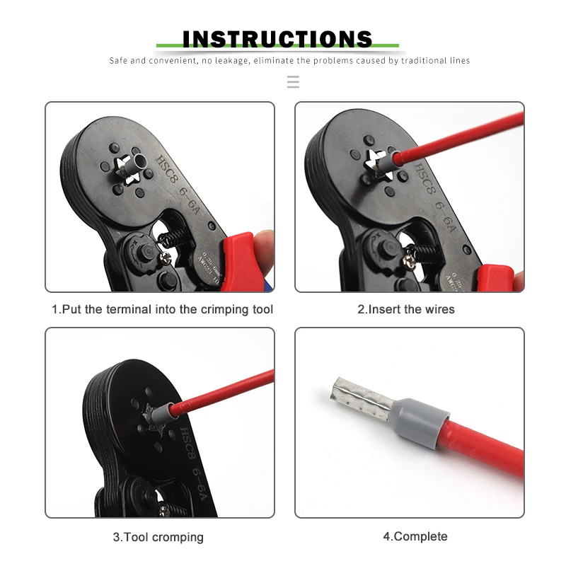 1400 PCS/Box VE Tubular Crimp Terminals With Crimping Tool Kit HSC8 6-4A 6-6A Electrical Cable Insulated Cord End Wire Connector