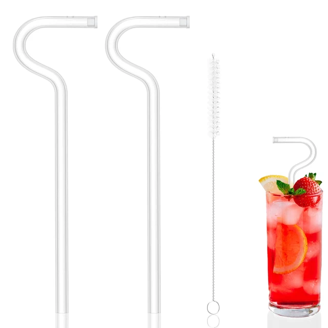 2PCS Anti Wrinkle Straw Reusable Glass Straw for Stanley Cup Drinking Straw  Curved Lip Wrinkle Straw with Brush - AliExpress