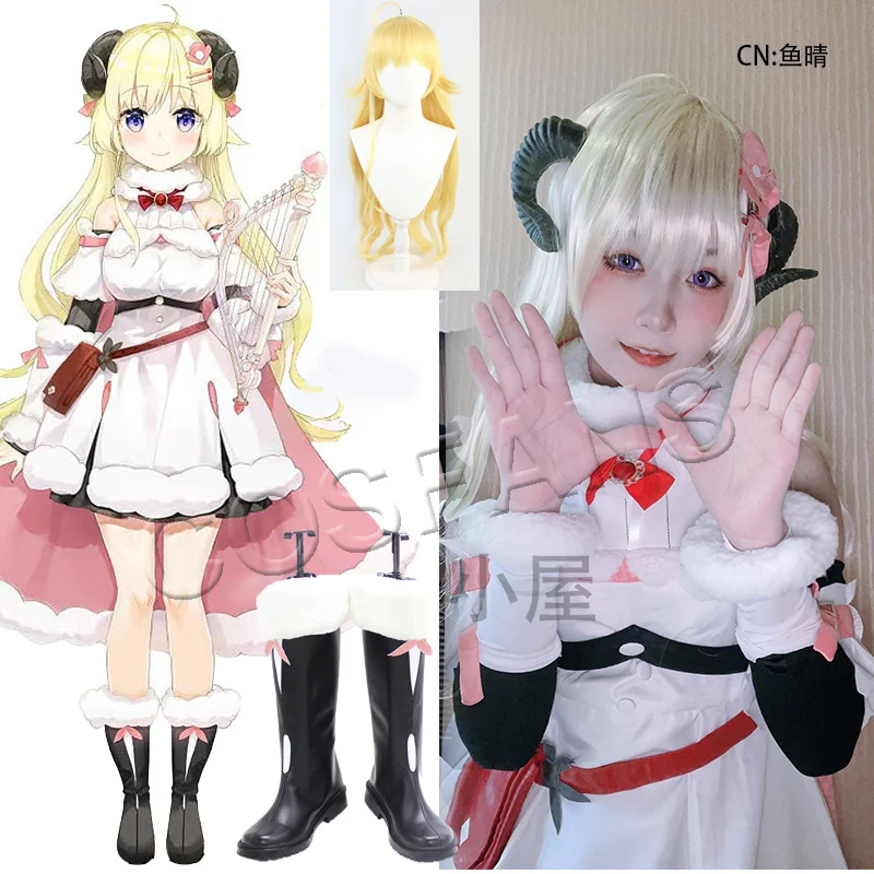 

Hololive VTuber YouTuber Tsunomaki Watame Cosplay Costumes Women Cute Dress With Cloak Halloween Carnival Uniforms full set And