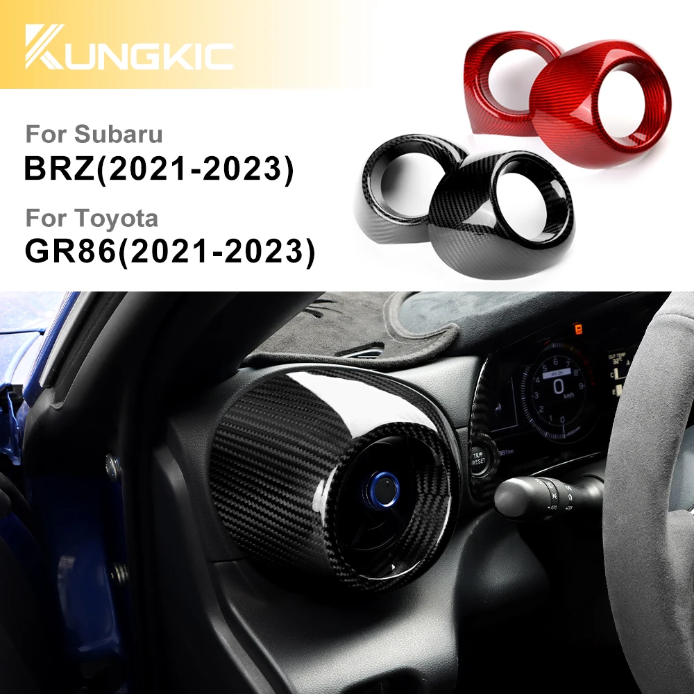 

For Subaru BRZ Toyota GR86 2021 2022 2023 LHD Sticker Air Conditioner Outlet Cover Red Black Real Hard Carbon Fiber Accessories