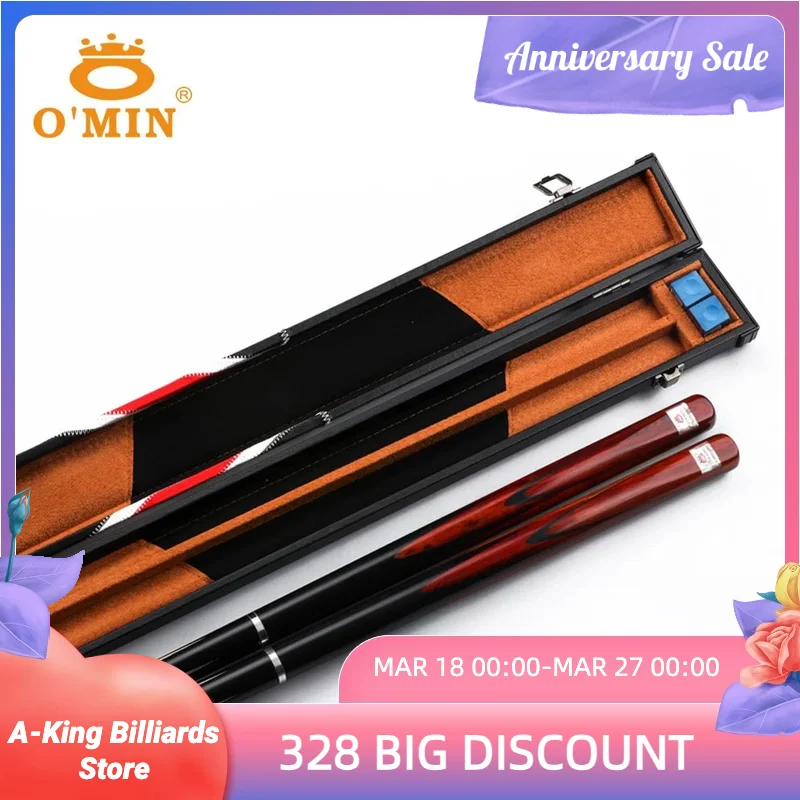 

O'MIN Blood Lord 3/4 Snooker Cue Ebony Butt with Case with Extension Billiard Snooker 9.5mm Tip with Professional Cue Free Gift